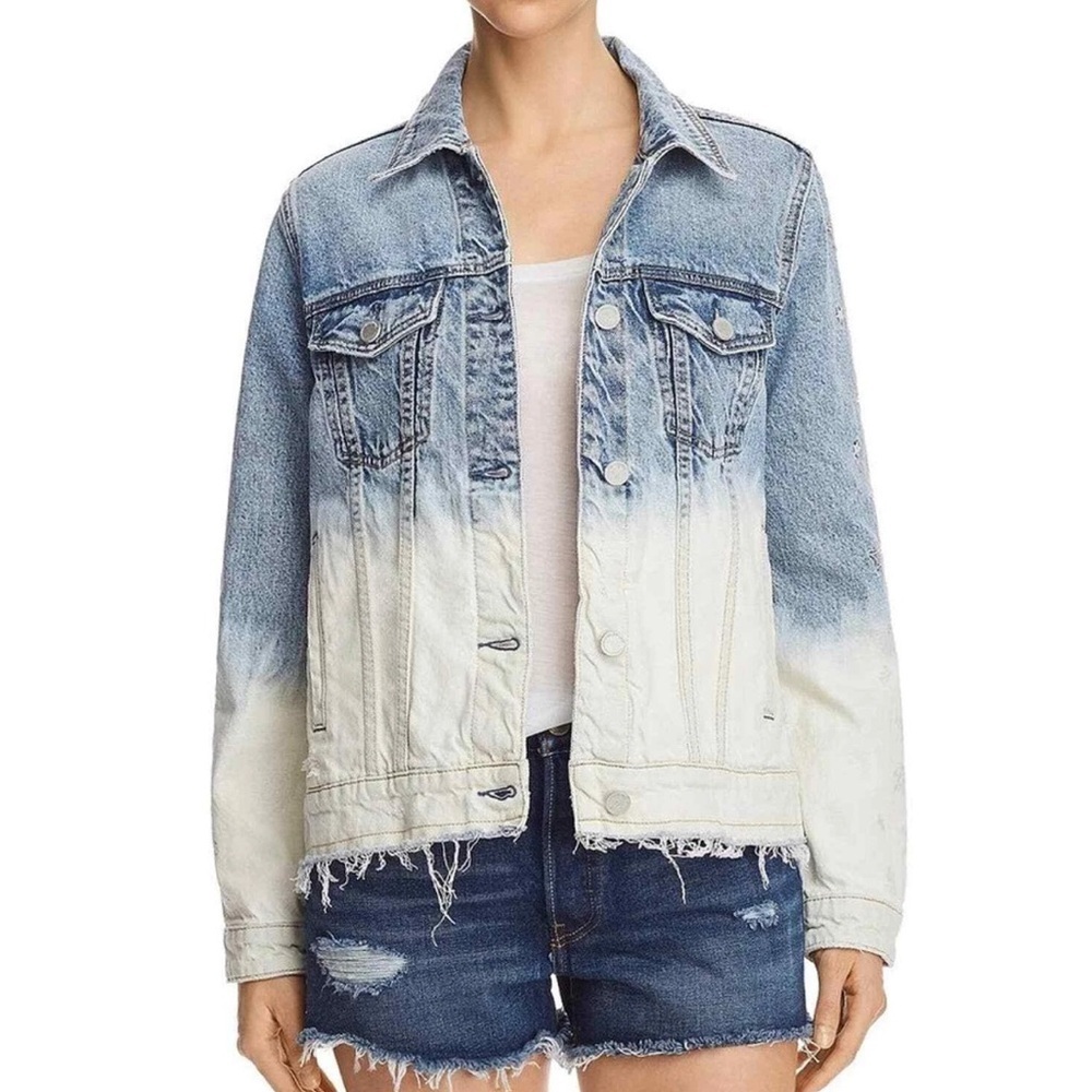 Blank NYC ombré distressed blue jeans jacket, small